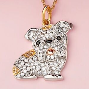 Scamper & Co English Bulldog Sterling Silver Pendant Necklace NEW & unworn